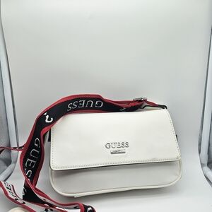 Guess Cream Crossbody Bag with Logo Strap